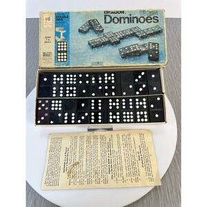 Dragon Dominoes Milton Bradley Halsam Double Nine #4132 55 Pieces Vintage W/BOOK